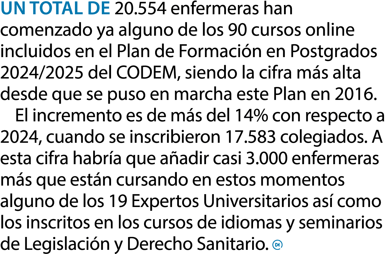 Un total de 20.554 enfermeras han comenzado ya alguno de los 90 cursos online incluidos en el Plan de Formaci n en Po...