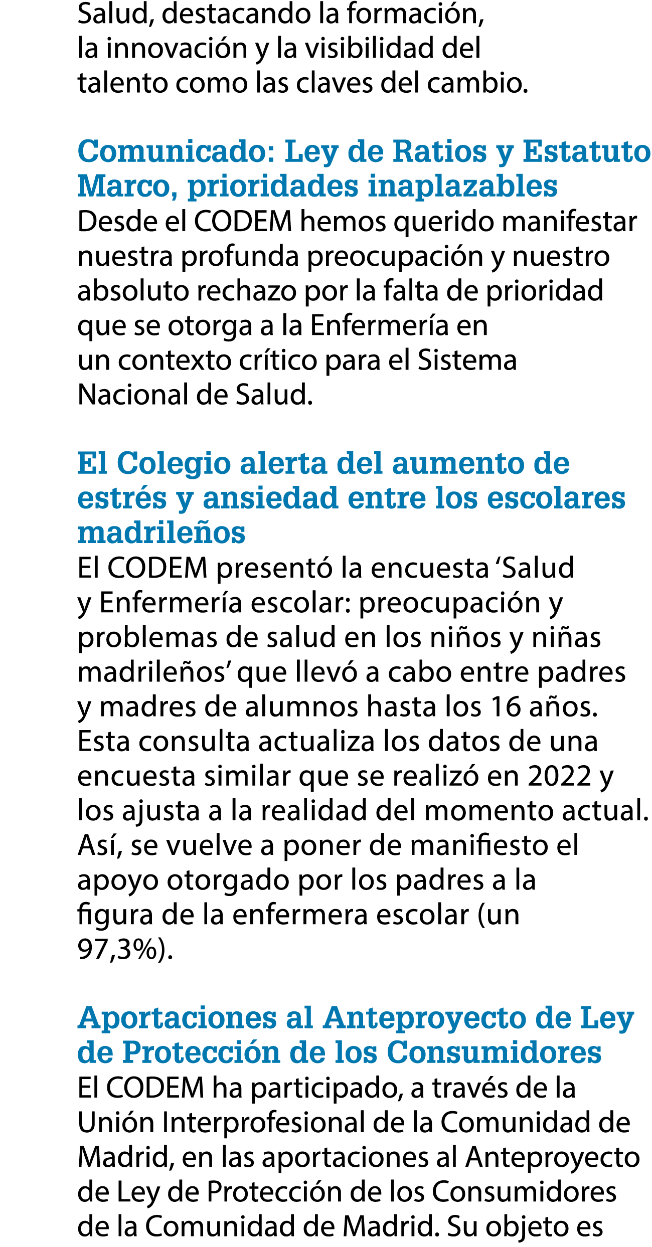 Salud, destacando la formaci n, la innovaci n y la visibilidad del talento como las claves del cambio. Comunicado: Le...